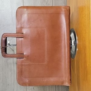 Schlesinger Crouch & Fitzgerald Brown Leather Briefcase Portfolio Bag